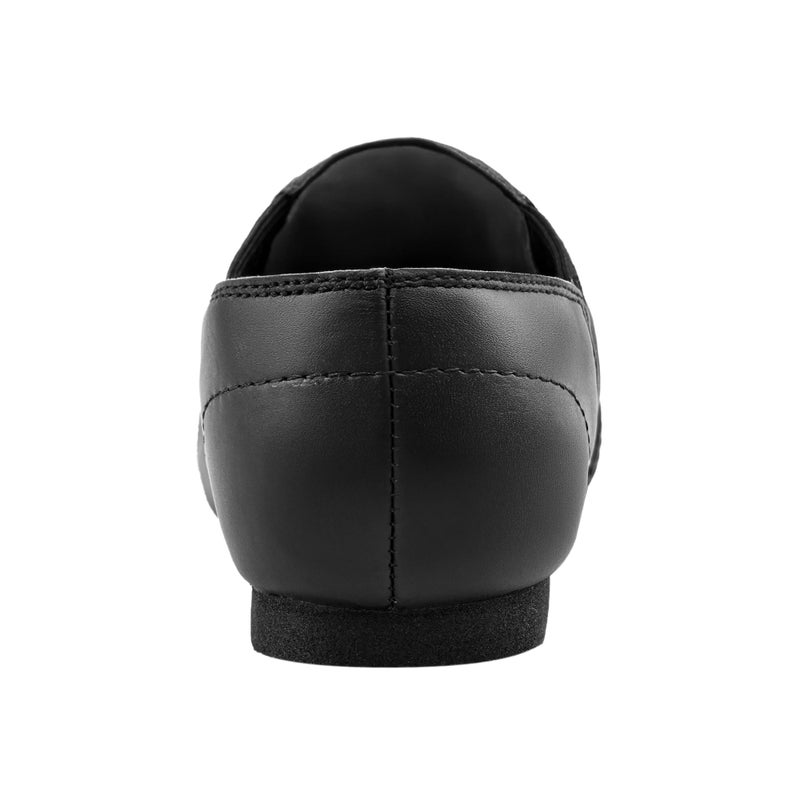 Linodes Leather Jazz Shoe Slip On, Unisex, Little Kid 1M, Black - Image 3